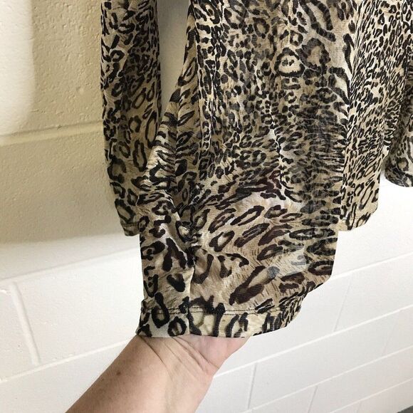 Unbranded Sheer Cheetah Print Long Sleeve Mock Turtleneck Blouse See Sizing - Picture 6 of 15